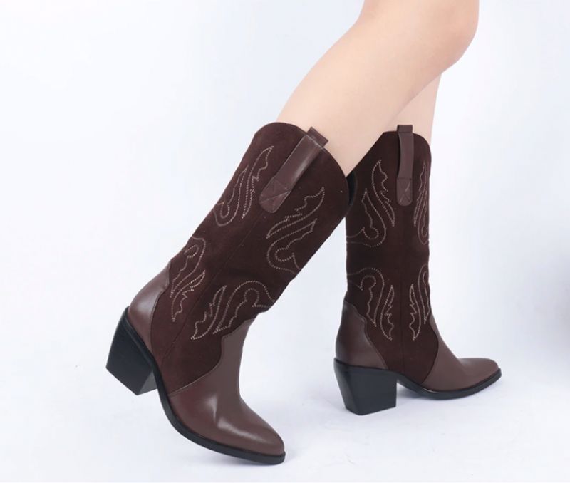 Buty Rubio Do Połowy Łydki - Brązowy
