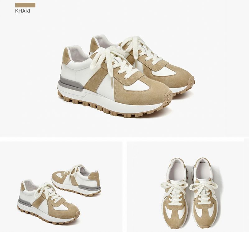 Buty Sportowe Damskie Panina Flat Leather Platform Sneaker - Brązowy