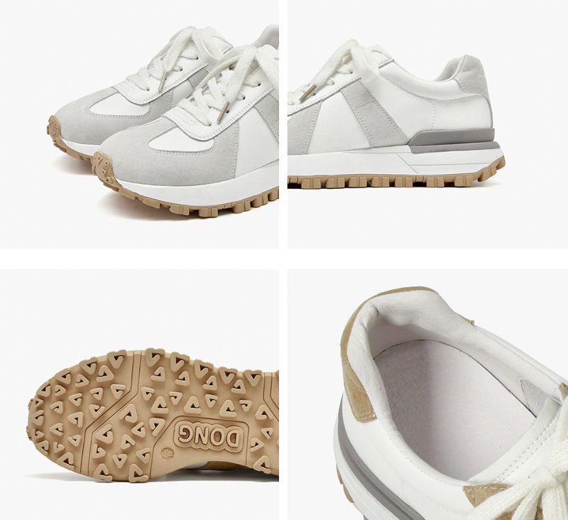 Buty Sportowe Damskie Panina Flat Leather Platform Sneaker - Brązowy