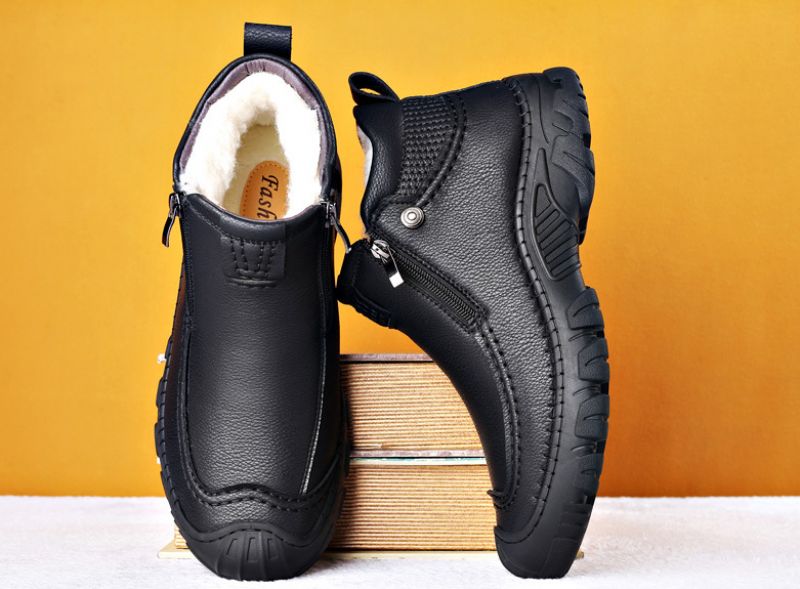 Buty Zimowe Męskie Chrono - Czarne futro