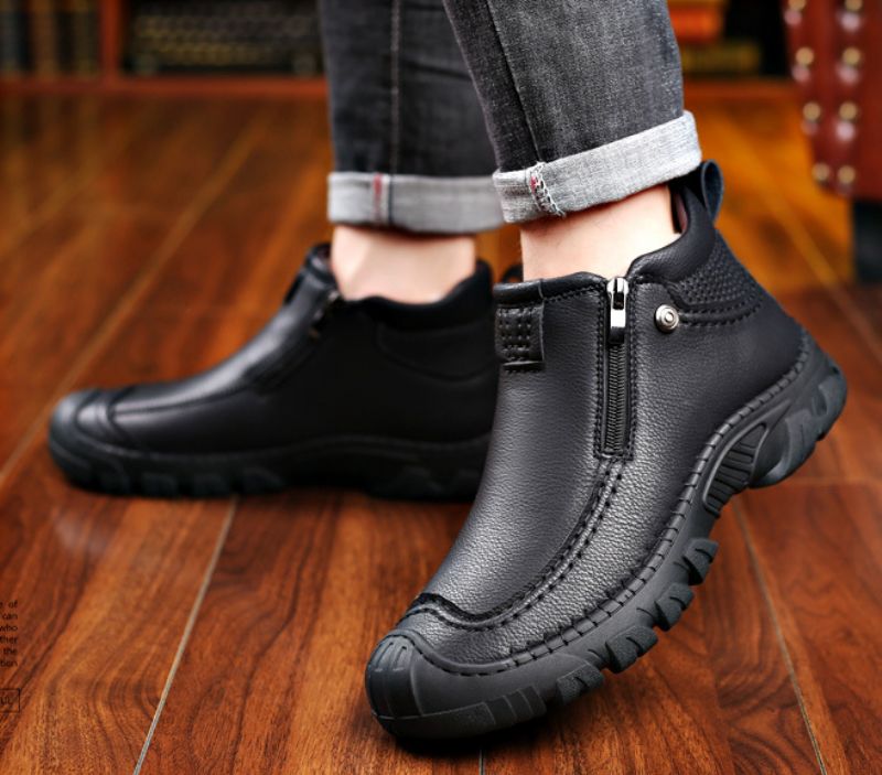 Buty Zimowe Męskie Chrono - Czarne futro