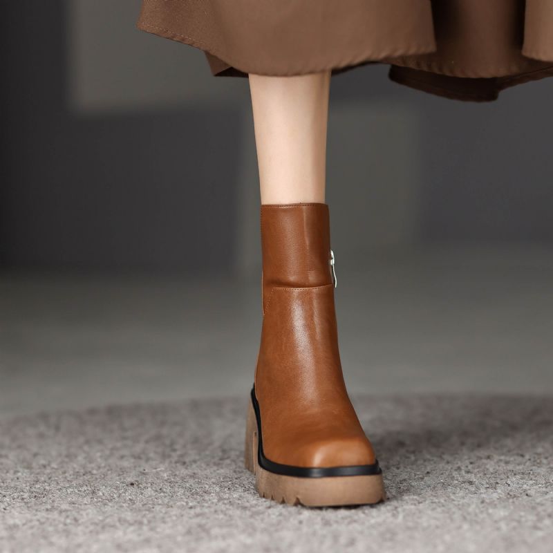 Camacho Damskie Buty Biurowe Na Platformie Do Kostki - Brązowy