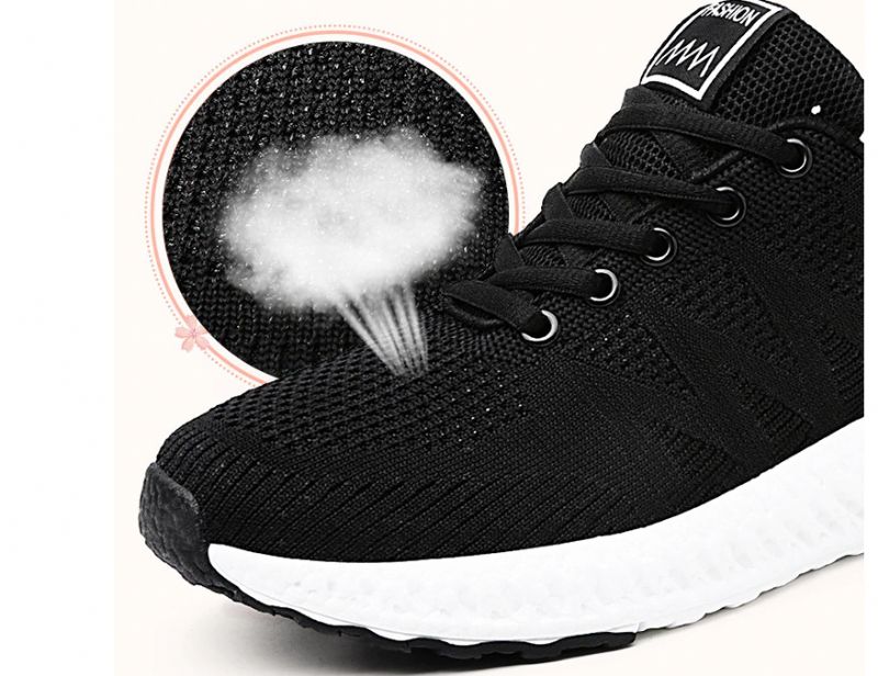 Carlie Damskie Trampki Czarne Buty - CzarnyBiały