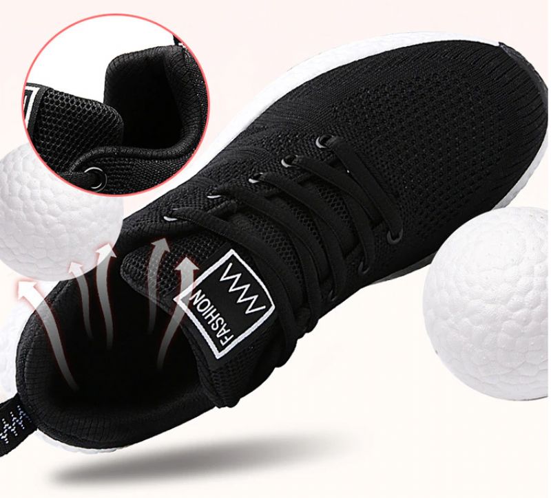Carlie Damskie Trampki Czarne Buty - CzarnyBiały