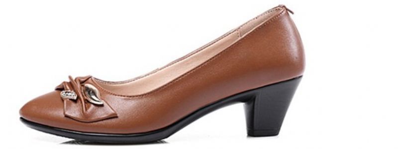Caroline Damskie Skórzane Buty Na Obcasie - Czarny