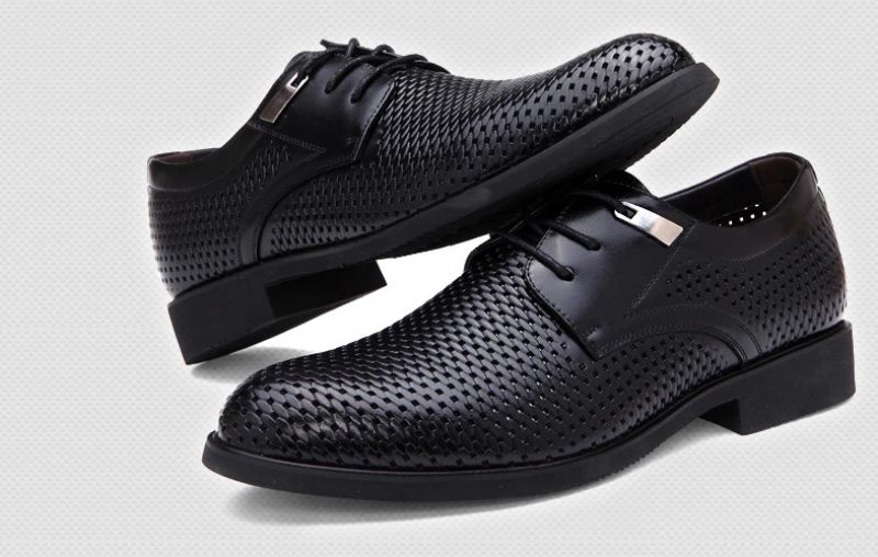 Carrillo Męskie Skórzane Buty Oxford - Czarny