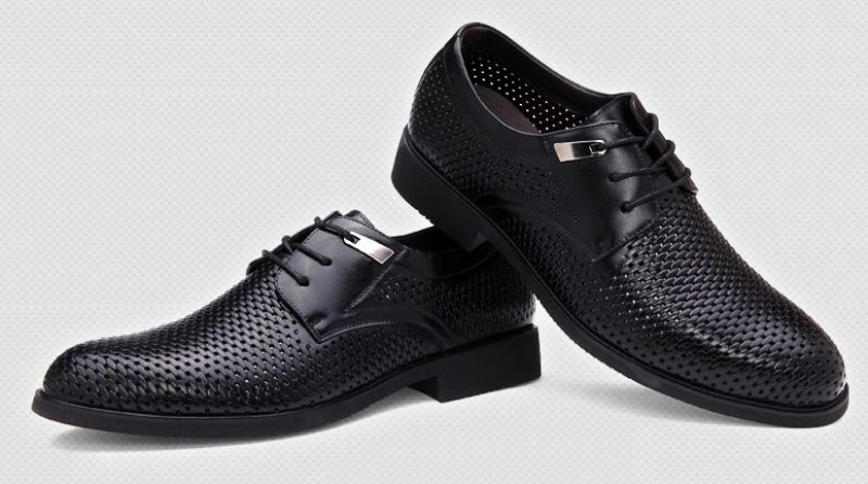Carrillo Męskie Skórzane Buty Oxford - Czarny