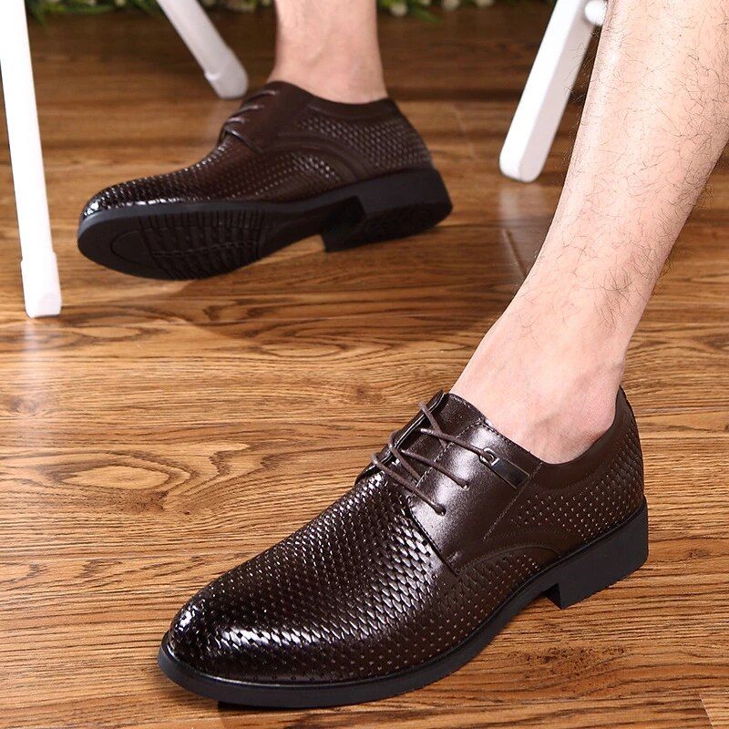 Carrillo Męskie Skórzane Buty Oxford - Czarny