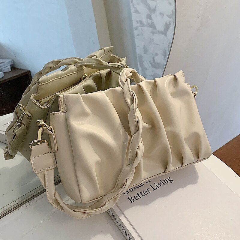 Cata Damska Plisowana Torebka Crossbody - Khaki