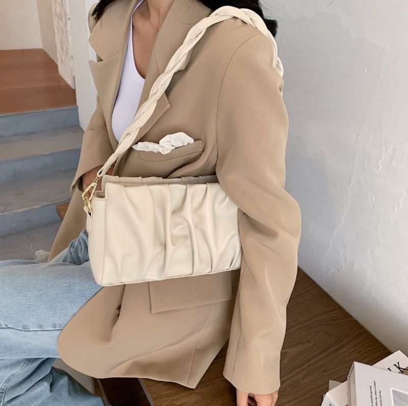 Cata Damska Plisowana Torebka Crossbody - Khaki