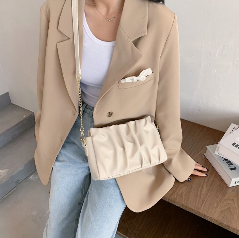 Cata Damska Plisowana Torebka Crossbody - Khaki