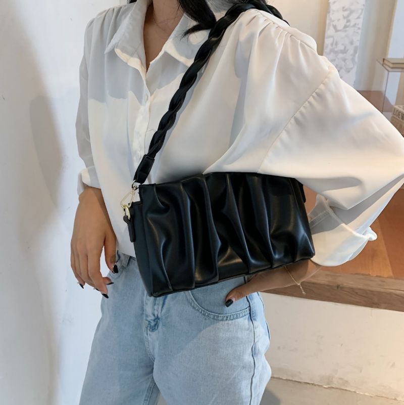 Cata Damska Plisowana Torebka Crossbody - Khaki