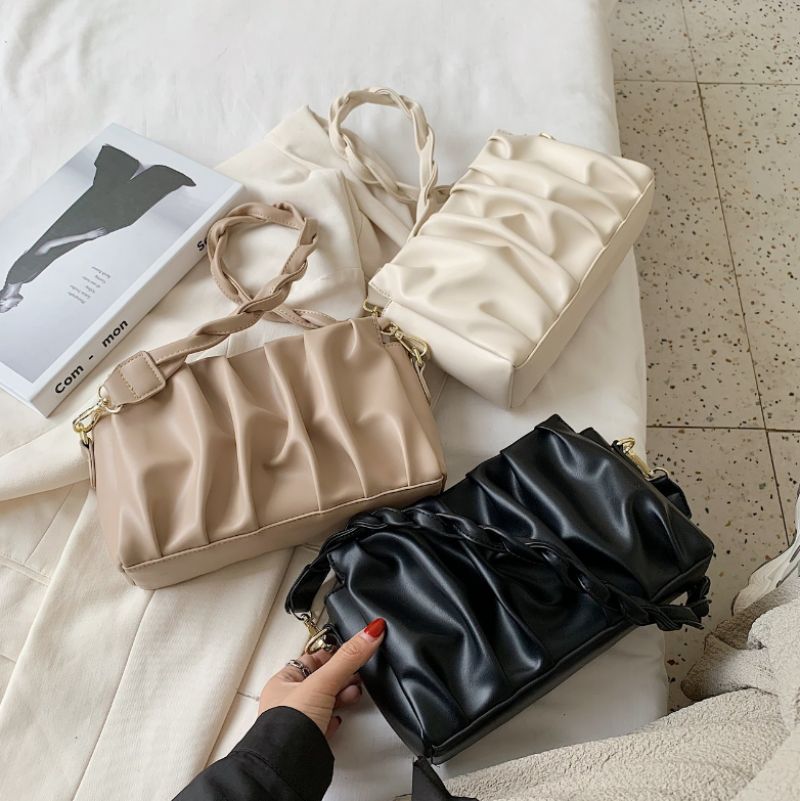 Cata Damska Plisowana Torebka Crossbody - Khaki
