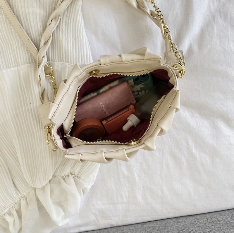 Cata Damska Plisowana Torebka Crossbody - Khaki