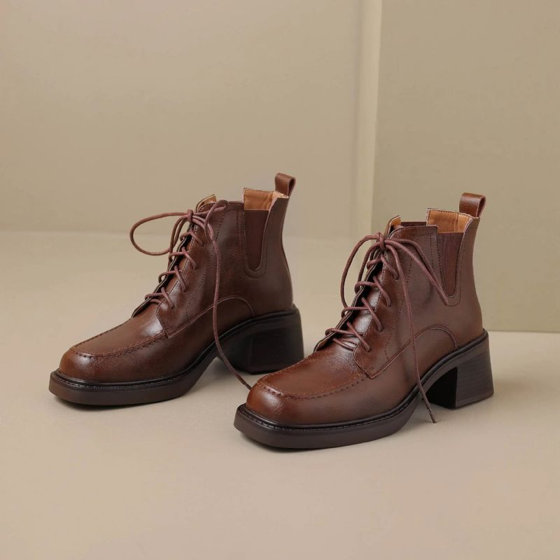 Celia Damskie Buty Western Skórzane - Brązowy