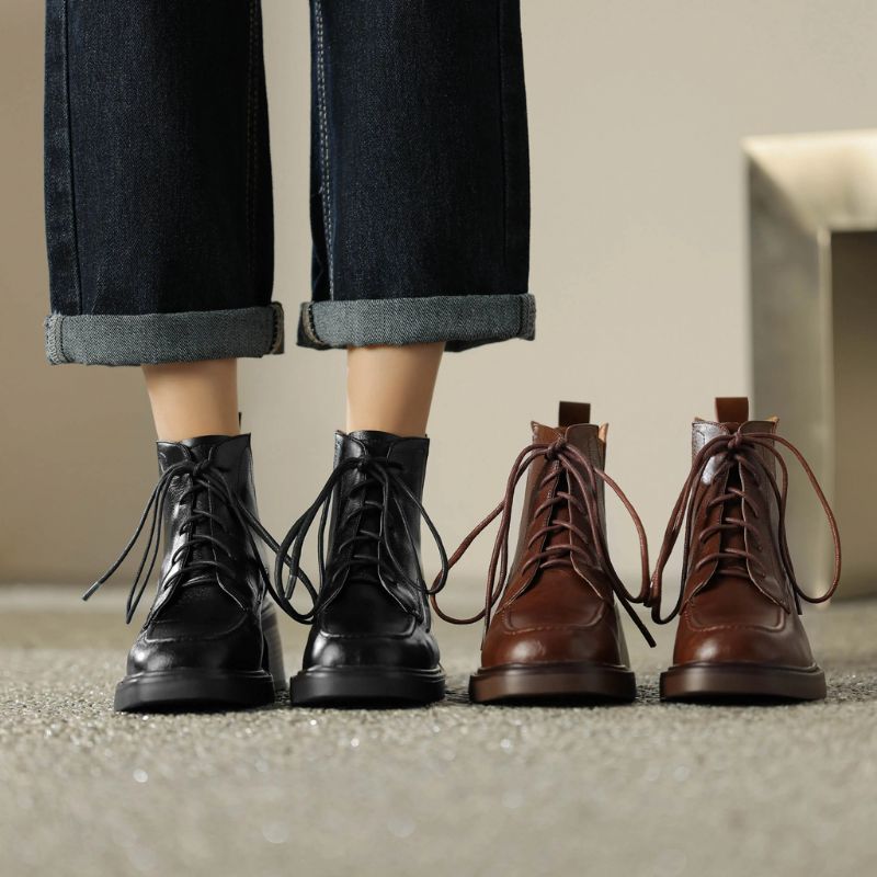 Celia Damskie Buty Western Skórzane - Brązowy