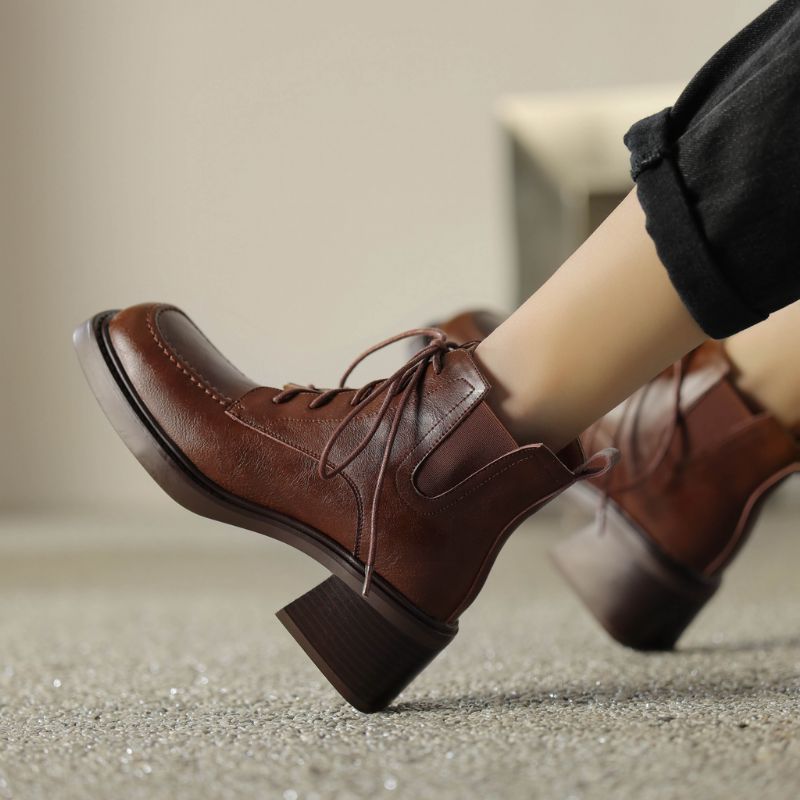 Celia Damskie Buty Western Skórzane - Brązowy