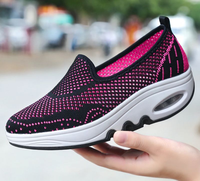 Chajaya Damskie Platformy Wsuwane Oddychające Buty - Czarny Róża