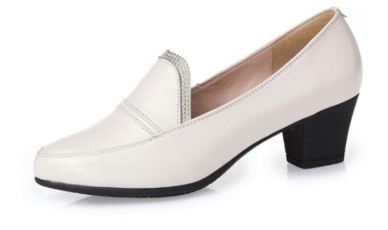 Charis Damskie Buty Na Skórzanym Obcasie - Czerwony