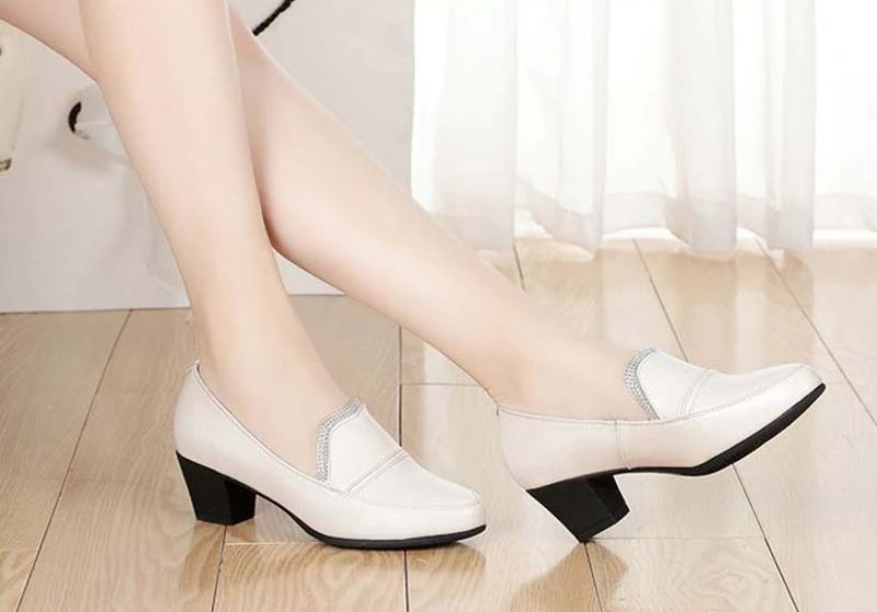 Charis Damskie Buty Na Skórzanym Obcasie - Czerwony