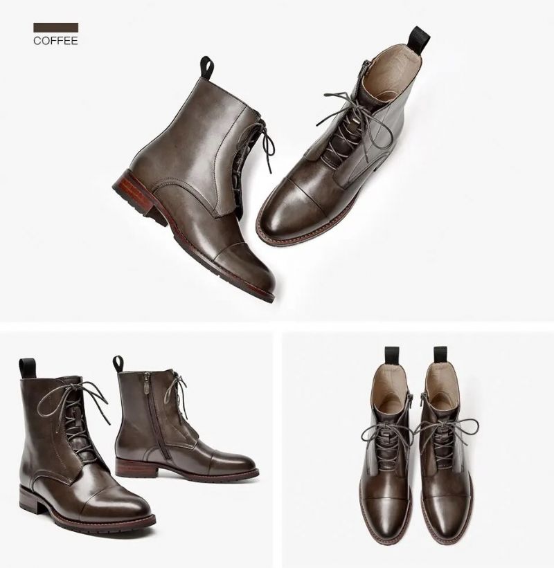 Charlie Damskie Skórzane Buty Sznurowane - Kawa