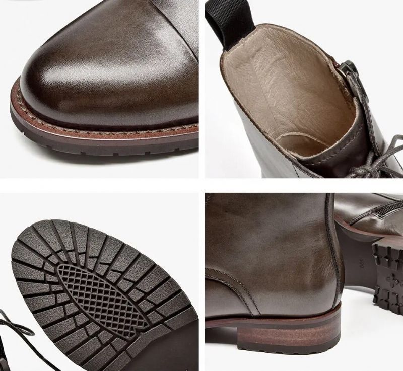 Charlie Damskie Skórzane Buty Sznurowane - Kawa