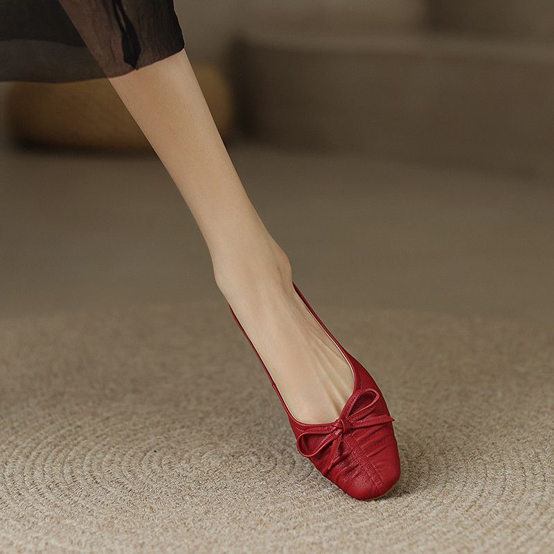 Charo Damskie Skórzane Płaskie Buty - Beżowy