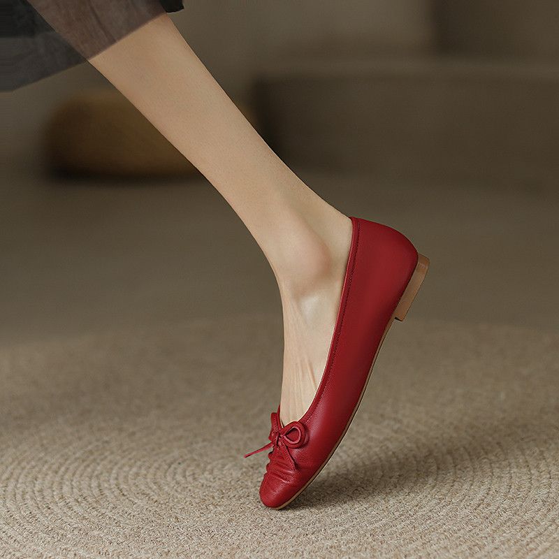 Charo Damskie Skórzane Płaskie Buty - Beżowy