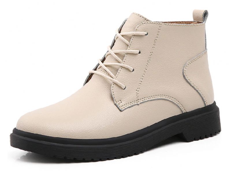 Chaten Damskie Buty Oxford Sznurowane Do Kostki - Beżowy