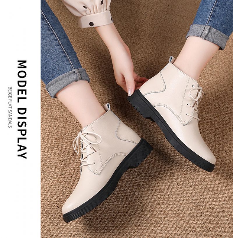 Chaten Damskie Buty Oxford Sznurowane Do Kostki Czarne - Czarny
