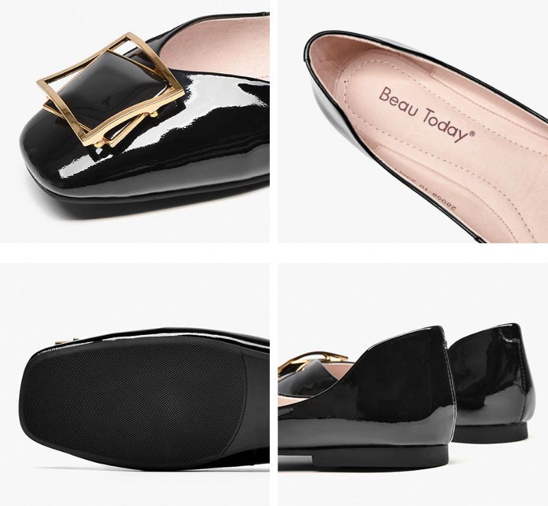 Cheloe Damskie Płaskie Buty Charo - Czarny