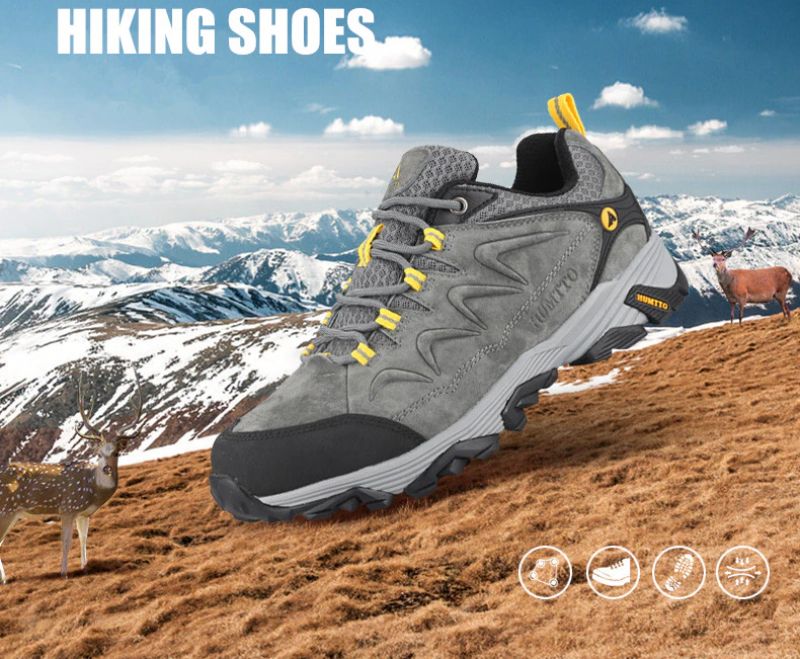 Chronos Męskie Skórzane Buty Trekkingowe - Szary