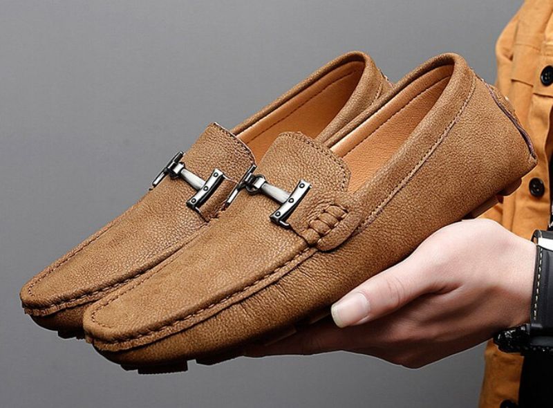 Chucho Męskie Mokasyny Casualowe Buty - Beżowy