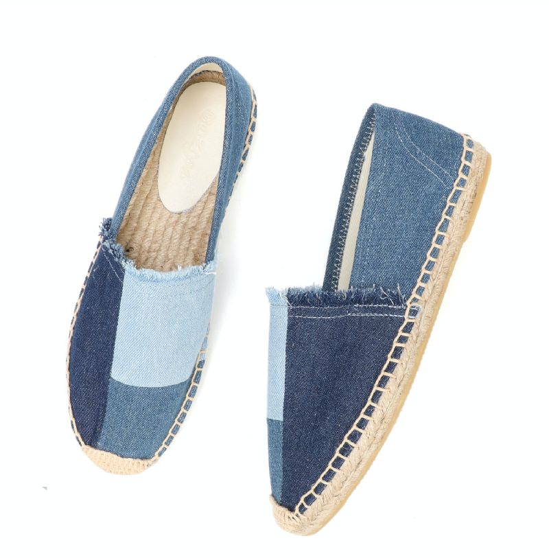Clara Damskie Modne Espadryle - Niebieski okrągły nosek