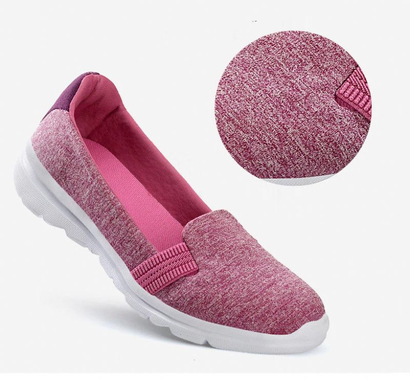 Codzienne Damskie Miękkie Oddychające Siateczkowe Płaskie Buty Loafers - Różowy