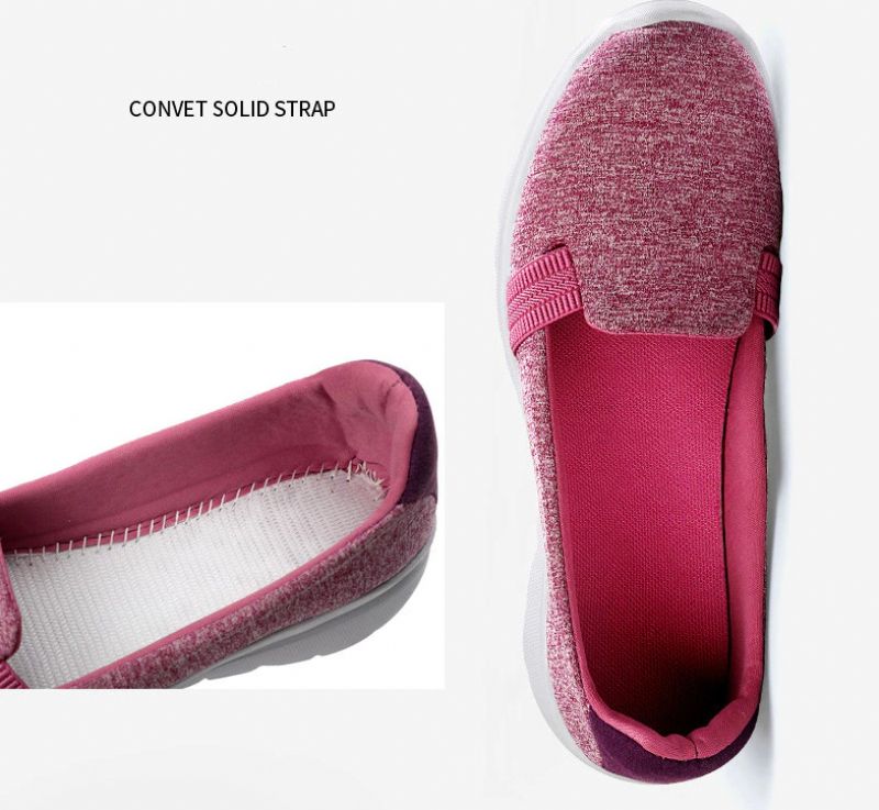 Codzienne Damskie Miękkie Oddychające Siateczkowe Płaskie Buty Loafers - Różowy