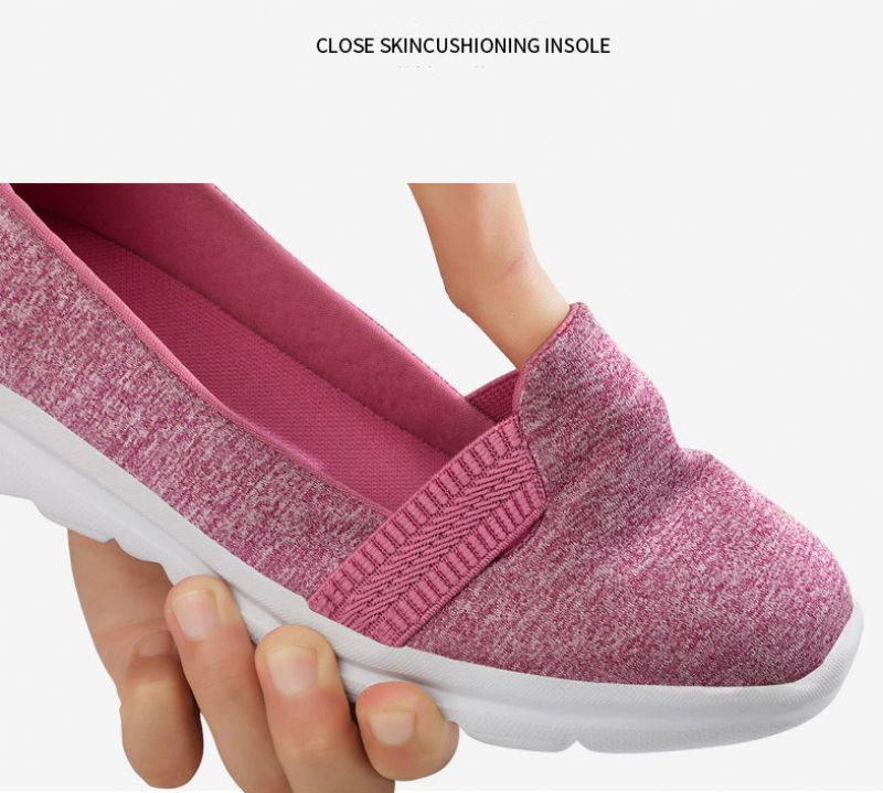 Codzienne Damskie Miękkie Oddychające Siateczkowe Płaskie Buty Loafers - Różowy
