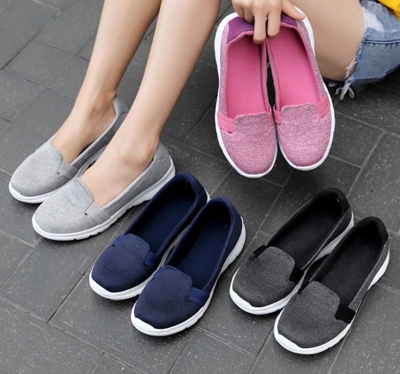 Codzienne Damskie Miękkie Oddychające Siateczkowe Płaskie Buty Loafers - Różowy