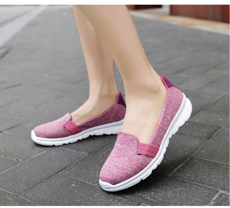 Codzienne Damskie Miękkie Oddychające Siateczkowe Płaskie Buty Loafers - Różowy