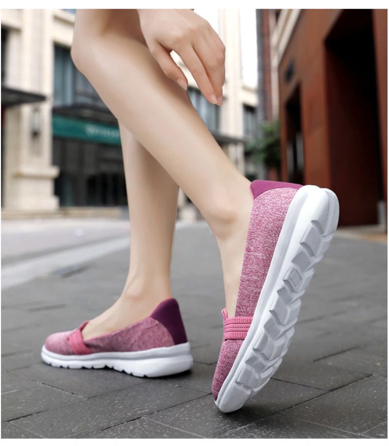 Codzienne Damskie Miękkie Oddychające Siateczkowe Płaskie Buty Loafers - Różowy