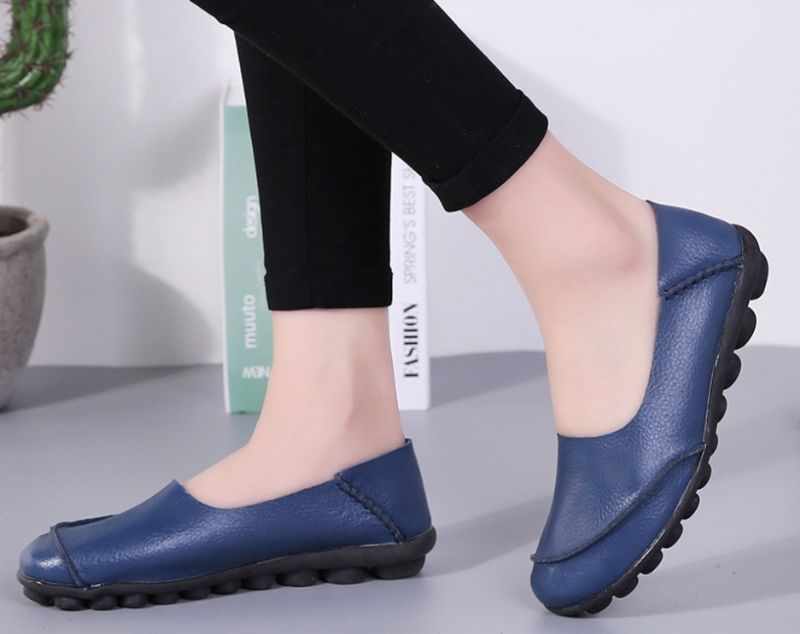 Columba Damskie Buty Mokasyny - Granatowy