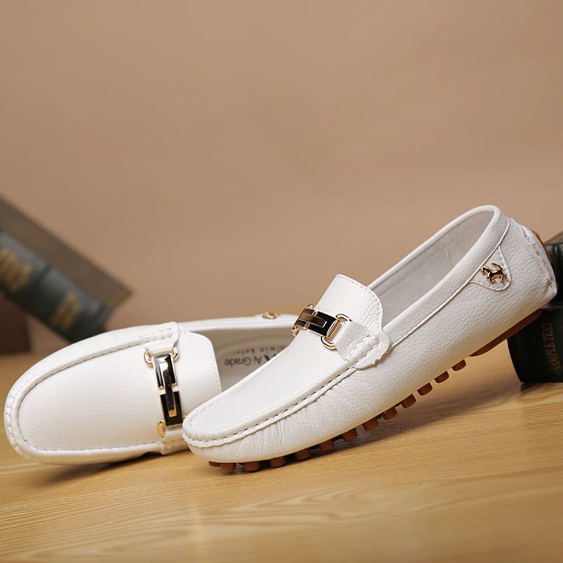 Comet Męskie Mokasyny Eleganckie Buty - Biały