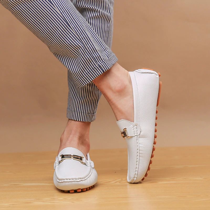 Comet Męskie Mokasyny Eleganckie Buty - Biały