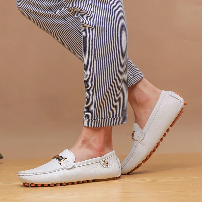 Comet Męskie Mokasyny Eleganckie Buty - Biały