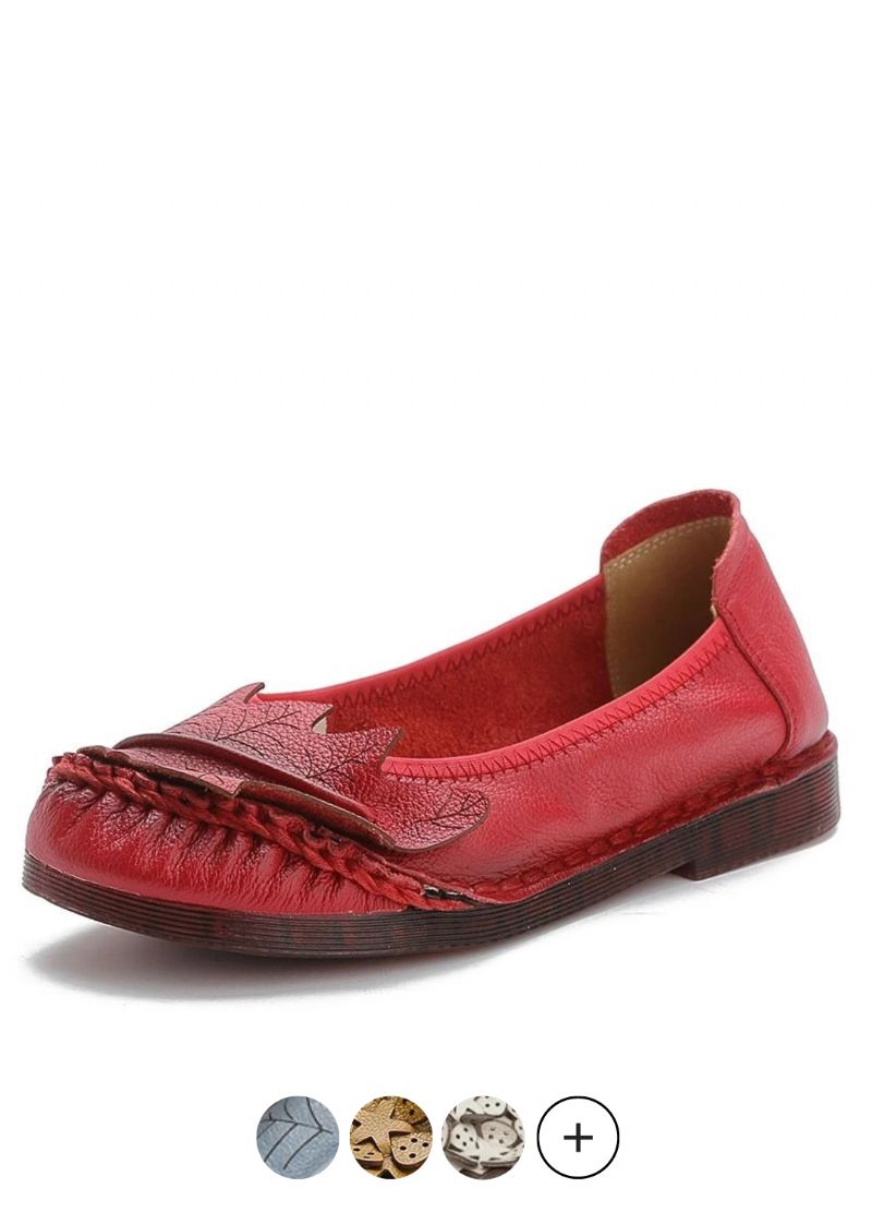 Coralia Damskie Skórzane Płaskie Buty Wsuwane