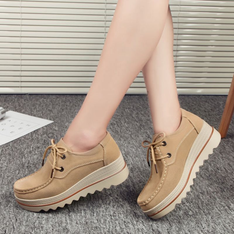 Creepers Damskie Buty Na Platformie - Morelowy