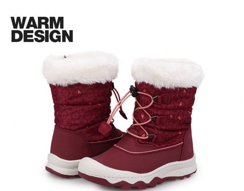 Cruz Big Dziewczęce Buty Śnieżne - Burgundowe Futro