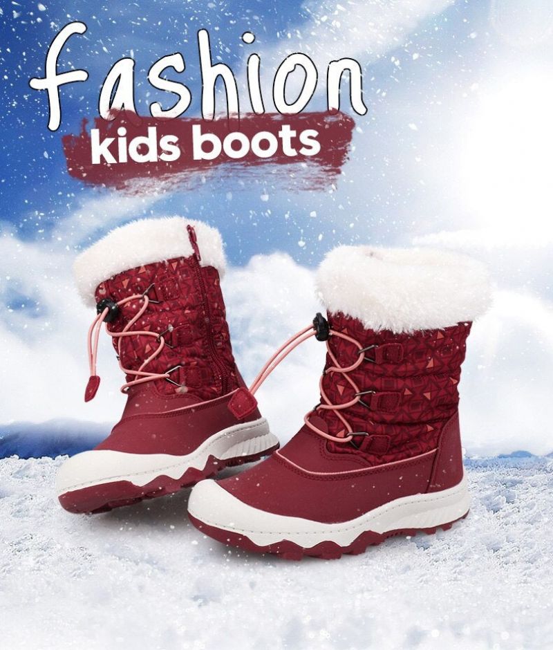 Cruz Big Dziewczęce Buty Śnieżne - Burgundowe Futro