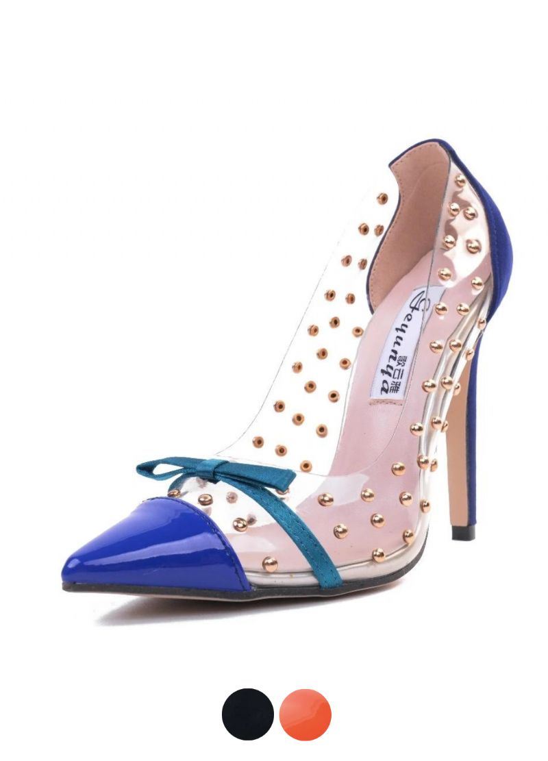 Czółenka Damskie Maya Rivet Studded Transparent