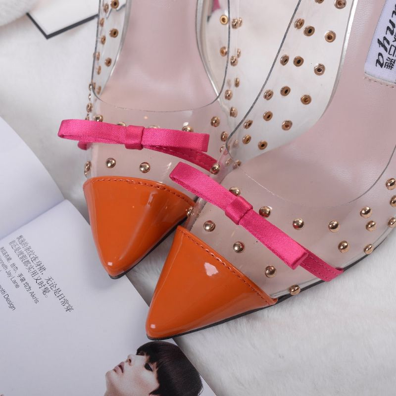 Czółenka Damskie Maya Rivet Studded Transparent - Niebieski